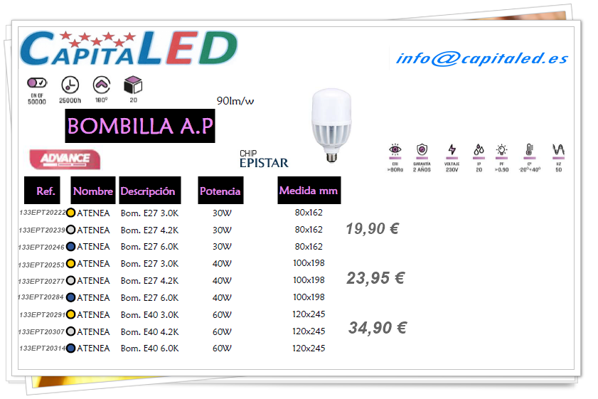 1.1.10. 133 Bombilla 30w 40w 60w