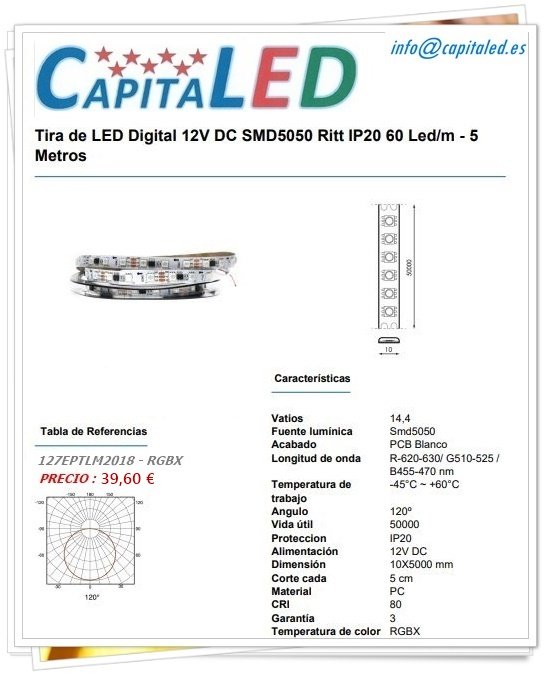 3.1.1.5. 127 LM2018 Tira Led Digital 14,4W 12v IP20 RGBX 24
