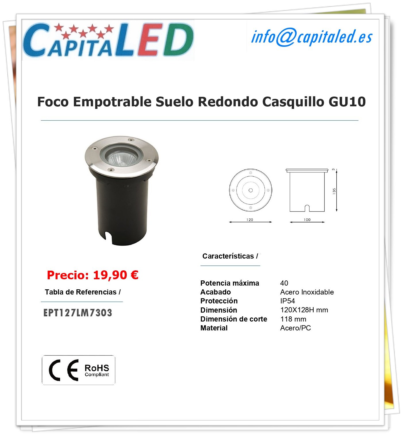 8.1.4. 127 Foco Emp.Red. Suelo GU10 LM7303 8