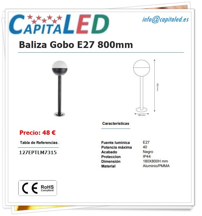 8.2.11. 127 Baliza Ext. Globo E27 NG 800mm LM7315