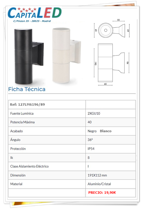 Aplique Pared 2xG10 127LM6196